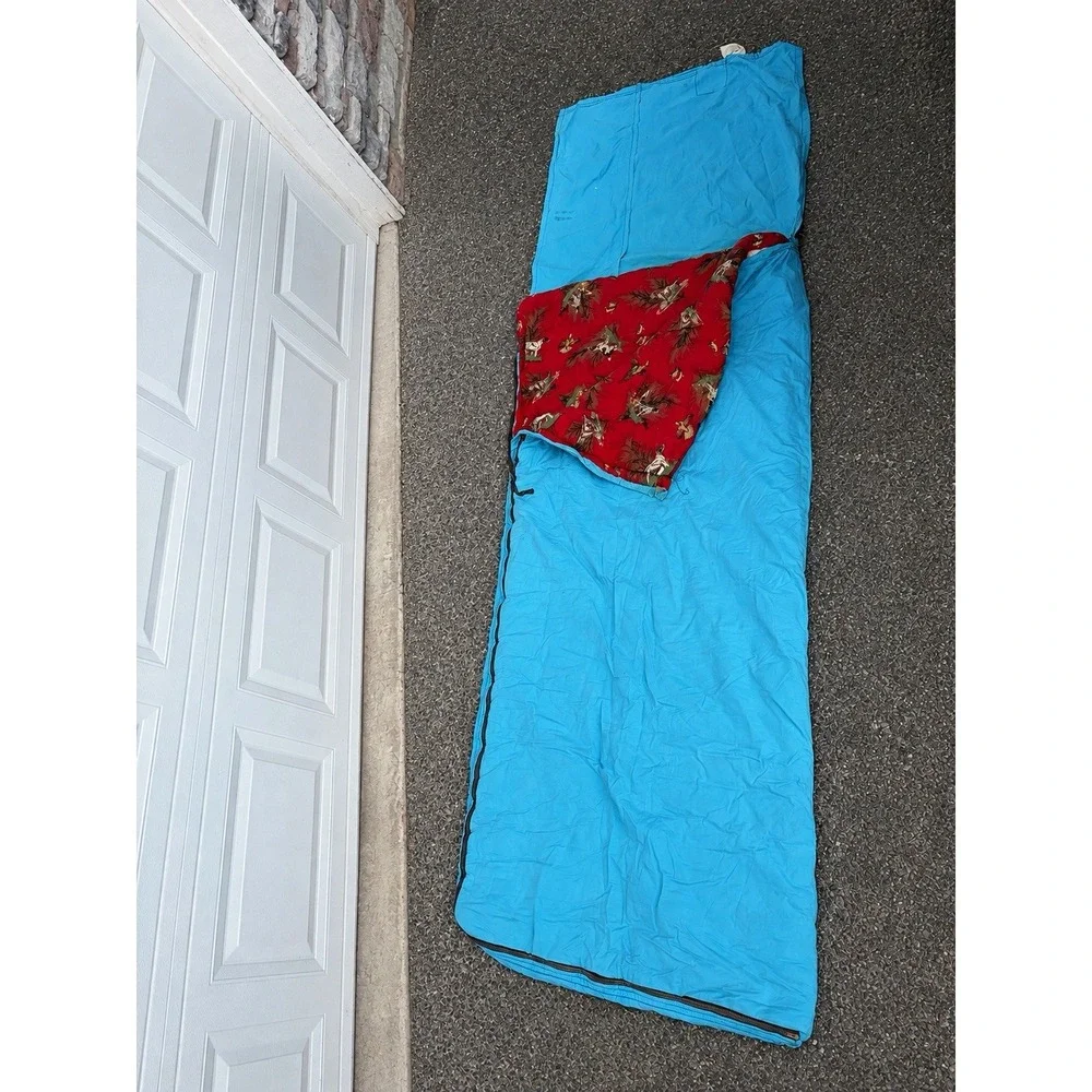 Vntg 1960 Adult Flannel Sleeping Bag Zip Together Hunting Camping 30